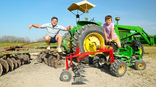 Hudson Digs Toys out of the Dirt with Kids Tractor  Tractors for kids [upl. by Cohberg849]