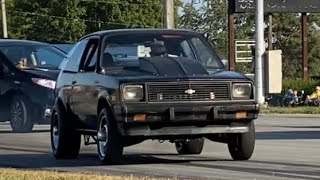 V8 Swapped Chevette Launching On The Street Chevy Chevette V8 Swap Sends It [upl. by Eltsyek]