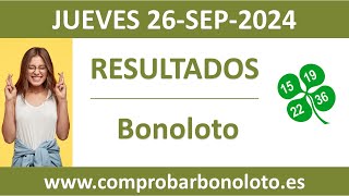 Resultado del sorteo Bonoloto del jueves 26 de septiembre de 2024 [upl. by Alvin]