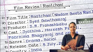 Raatchasi Madam Geeta Rani movie review writing class 12 movie review writing on Raatchasi movie [upl. by Amaerd295]