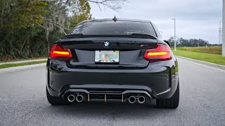 BMW M2 VRSF Catless Downpipe with M Performance Exhaust Sound Start Up Revs amp Flybys [upl. by Joed]