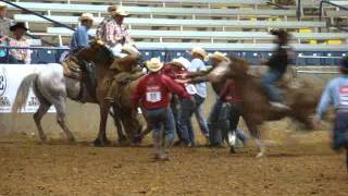 Clovis Ranch Rodeo Bronc Riding Wreck [upl. by Ayam6]