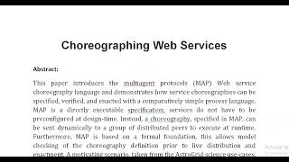 Choreographing Web Services [upl. by Resay757]