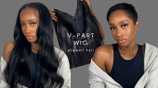 Quick Natural Vpart Wig Install On Short Hair Ft Alipearl hair [upl. by Aidekal]