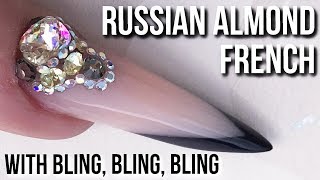 Russian Almond Acrylic Sculpted Nail  The Costs of Blingy Nails [upl. by Inaboy]