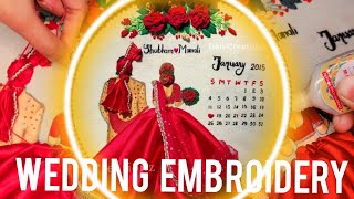 Step by step tutorial on wedding calander embroidery hoop making calendar hoop making embroidery [upl. by Ainsworth]