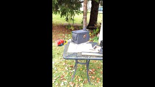 TEST OF MY AMMO BOX WOOD STOVE WITH AIR FAN [upl. by Nowaj452]