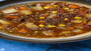 The Ultimate Hamburger Soup EASY RECIPE [upl. by Fanya]