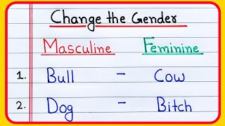 20 Masculine and Feminine words  20 Gender name  Change the gender in English [upl. by Dehnel]