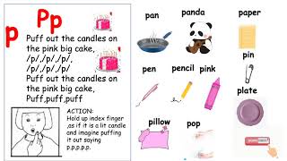 JOLLY PHONICS LETTER Pp SONG W LYRICSACTIONVOCABULARY ALL ABOUT LETTER P IN LESS THAN 1 MINUTE [upl. by Aridaj84]