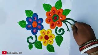 flower rangoli design alka rangoli art rangoli [upl. by Muns276]