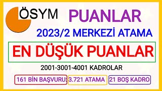 EN DÜŞÜK PUANLAR✅ LİSEÖNLİSANSLİSANS KPSS MEMUR 20232 MERKEZİ ATAMA EN DÜŞÜK PUANLAR KAÇ ATAMA✅ [upl. by Hewe]