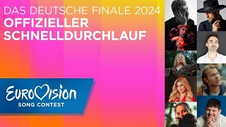 Die Songs des deutschen ESCVorentscheids 2024 im Schnelldurchlauf  Eurovision Song Contest  NDR [upl. by Aniloj]