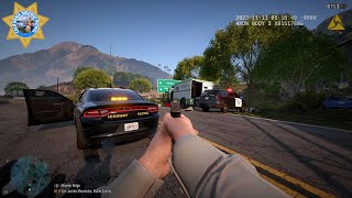 NO COMMENTARY GTA V LSPDFR  STOLEN MONEY TRUCK FATALLY SHOOTOUT MULTIPLE OFFICERS DOWN  CHP [upl. by Lleruj]