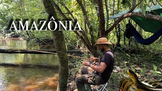 Acampamento RÚSTICO 24 horas de SELVA só TRAÍRA BRUTA 🎣 SUCURI ARARAS MACACOS floresta AMAZÔNICA [upl. by Placida]