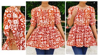 Tunic Top Cutting And Stitching In Very Simple Steps  Easy Tutorial [upl. by Ellerret487]