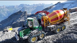 Forwarder mit Betonmischer im Baustelleneinsatz auf dem Titlis 🇨🇭⛰️ 3020 [upl. by Avie550]