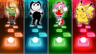 Minecraft 🆚 Bendy Land 🆚 Amy Rose 🆚 Pikachu Coffin Dance Cover Song Tiles Hop [upl. by Atnod615]