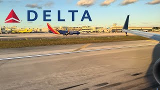 Full Startup Taxi and Smooth Takeoff from Miami on a Delta Air Lines Boeing 737900 In First Class [upl. by Mallissa]