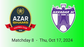 Shams Azar 1 VS Havadar 1 highlights  Persian Gulf Pro League 2425 Week 8 [upl. by Louise497]