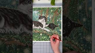 cats play fight  🐾 painting process art painting [upl. by Terencio]