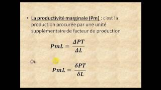 Microéconomie s2 partie 2 quot la fonction de production quot [upl. by Mharba]