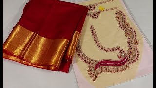 How to attach ready made stone neck in blouse [upl. by Hannavahs]