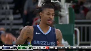 Career Game 164 Ja Morant Highlights vs MIL 01192022 [upl. by Trauts]