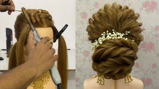 Front hair style for wedding  Front hair style with bun  curly hairstyle hairstyle tutorial [upl. by Amri892]