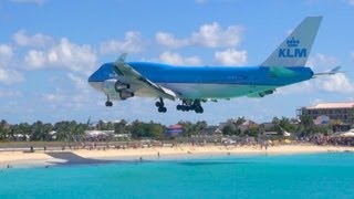 Sint Maarten KLM Boeing 747 Landing from Sonesta Maho Beach Patio HQ [upl. by Uehttam451]