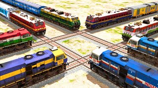 8 TRAINS CROSSING  RAILWORKS  INDIAN TRAIN SIMULATOR GAMEPLAY PC 2024  RAILROAD [upl. by Uaeb]