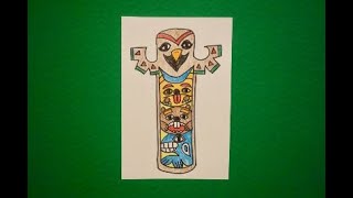 Lets Draw a Totem Pole  Pacific Northwest [upl. by Gausman]