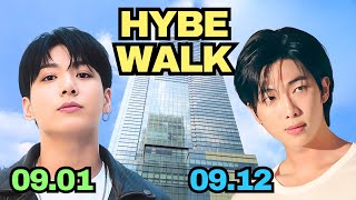 Summer walk around BTS HYBE Building Jungkook Birthday Cafe info and RM Birthday Ads [upl. by Giverin]