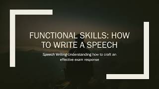 Functional Skills How to plan and write a speechenglishlearning adulteducation [upl. by Dodds]