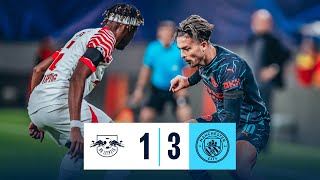 Highlights  Leipzig 13 City  Uefa Champions League  ALVAREZ AND DOKU LATE SHOW GIVES CITY WIN [upl. by Nappy]