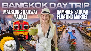 Maeklong Railway Market amp Damnoen Saduak Floating Market  Bangkok DAY TRIP  Thailand [upl. by Knapp]