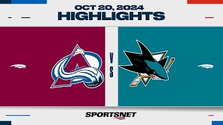 NHL Highlights  Avalanche vs Sharks  October 20 2024 [upl. by Trub]