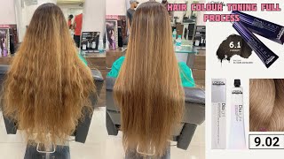 Hair Colour ￼Toning  colour neutralising  hair colour deposit full process [upl. by Sido]