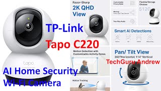 TPLink Tapo C220 PanTilt AI Home Security WiFi Camera [upl. by Yart427]