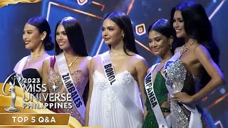 Top 5 Question and Answer Round  Miss Universe Philippines 2023 [upl. by Llehsad]