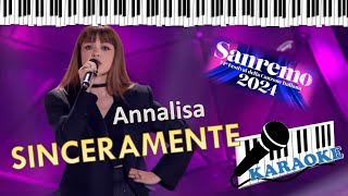 Annalisa Sinceramente Karaoke Sanremo 2024 Base al piano con testo [upl. by Ylek602]