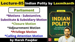 L85 Motions  Closure Privilege amp Adjournment Motion Calling Attention  Polity by Laxmikanth [upl. by Kra]