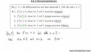 Mathematik Monotoniekriterium  Video Erklärung [upl. by Tullus]