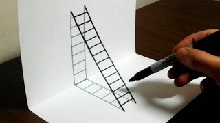 How to Draw a 3D Ladder  Trick Art For Kids [upl. by Anerom]