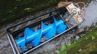 Mini hydroelectric with screw turbine system Free electrical energy science project [upl. by Enimrac]