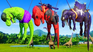 Jurassic World Allosaurus Carnotaurus Rainbow GODZILLA fossil ampDilophosaurus danny the dinosaurs [upl. by Rudin]