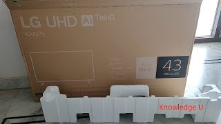 Smart LED TV LG 43 inch AI thinQ 43UQ75 Real UHD 4K resolution unboxing complete installation [upl. by Halladba]