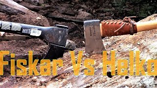 Helko Werks 28quot Scout Vs Fiskars 28quot Chopping Axe Felling Trees [upl. by Tynan]