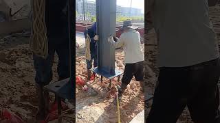 Steel structure pillar installation process for the factory [upl. by Aiotal]