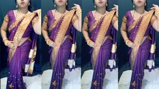 saree draping new styleRegular saree drapingEasy saree draping stylesaree how to wear short [upl. by Idissak]